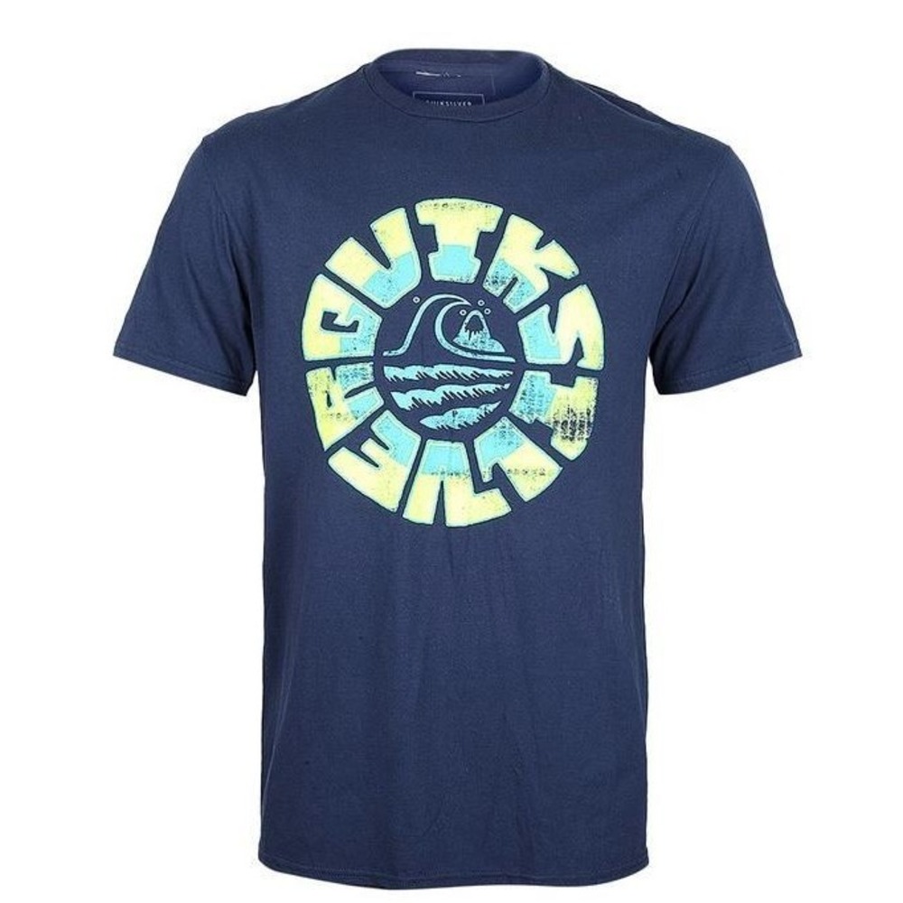 Quiksilver Men's Short‎ Sleeve Crew Logo Graphic Cotton T-Shirt in Navy Medium